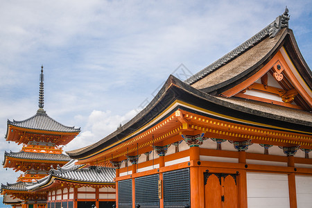 旅游旺季日本京都清水寺春季背景