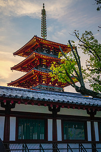 托塔天王日本大阪四天王寺建筑背景