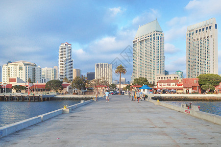圣地亚哥湾美国圣地亚哥城市街景背景