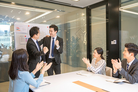 热情团队商务人士办公室开会背景