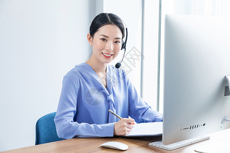 电脑专业商务女性客服背景