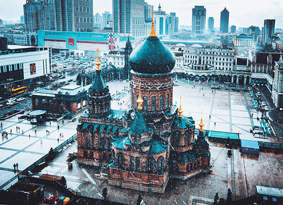教堂冬天哈尔滨圣索菲亚大教堂背景