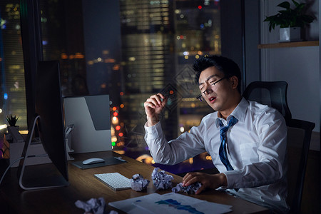 熬夜男职场加班男背景