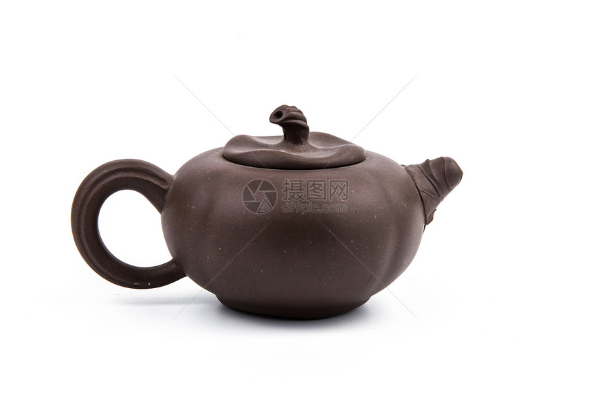 白底紫砂茶壶图片