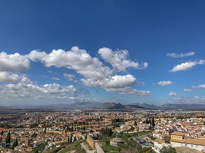 西班牙巴塞罗那格拉纳达圣山俯瞰风光背景