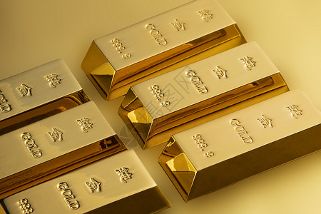 金块金砖货币的光泽的高清图片