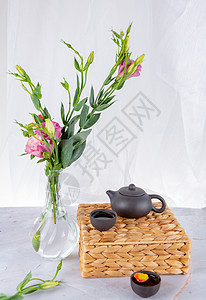花艺与茶道背景图片