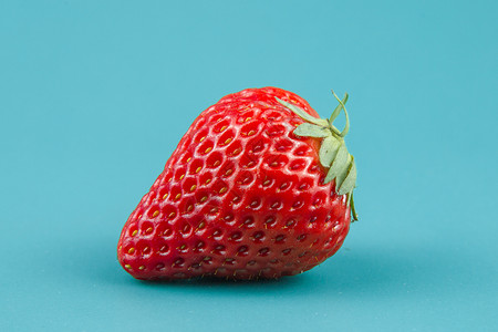 蓝底丹东红颜草莓背景图片