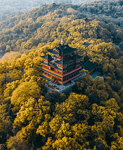 杭州地标建筑西湖城隍阁背景