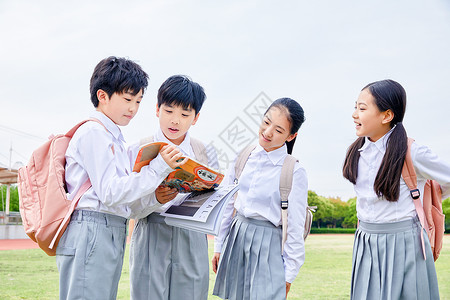 小学学校素材小学生户外阅读背景