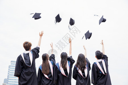 未来大学生教育大学生扔学士帽背景