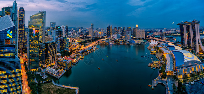 深蓝调新加坡金沙湾夜景背景