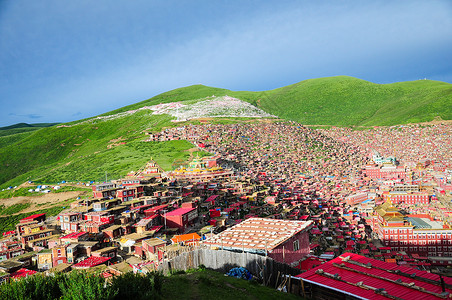 色达县喇荣寺五明佛学院色达景观背景