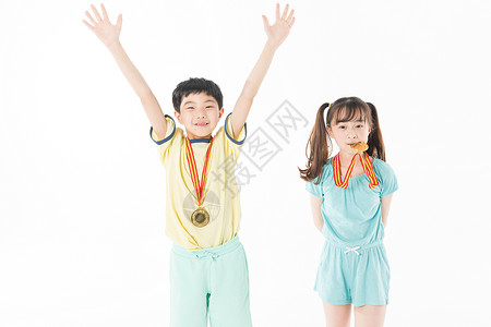 获奖奖牌儿童运动胜利背景
