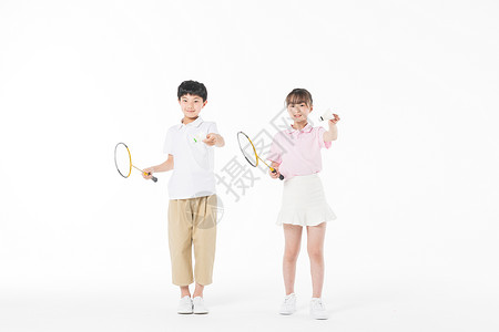 小学生打羽毛球儿童羽毛球运动背景