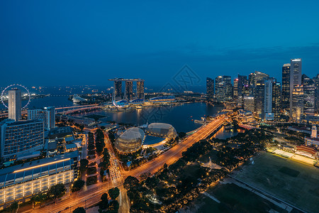 新加坡夜景灯火通明高清图片
