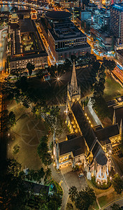 新加坡夜晚圣安德烈教堂高清图片
