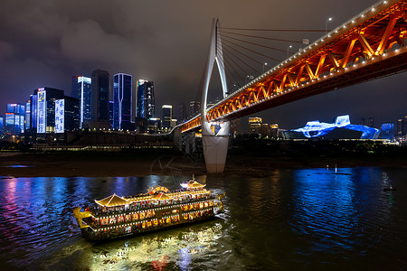 重庆游船重庆嘉陵江夜景背景