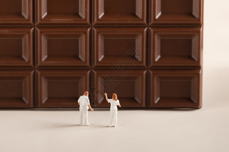 巧克力模型创意微距小人背景