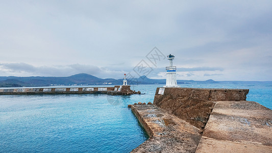 大海灯塔插画背景图片台湾垦丁灯塔背景