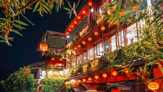 台湾九份夜景背景