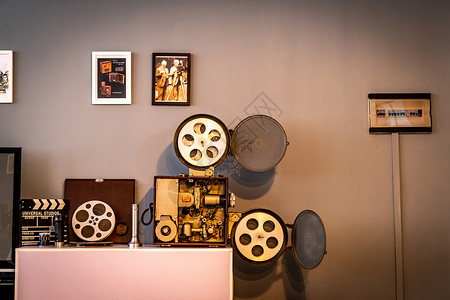 电影拍摄器材老式影像博物馆背景