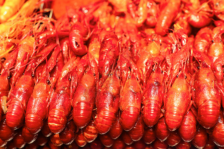 美食街大排档的海鲜风味餐背景图片