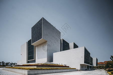 现代建筑设计山东大学博物馆建筑特写背景