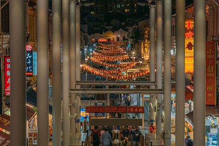 新加坡牛车水夜市高清图片