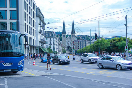 卢塞恩街景瑞士卢塞恩琉森街头风景背景