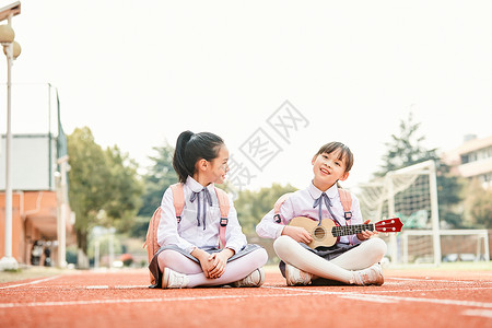 儿童尤克里里小学生操场活动背景