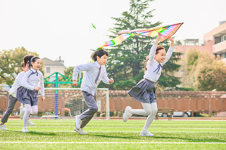 放风筝儿童小学生放风筝背景