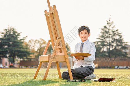 小学生操场上画画背景图片