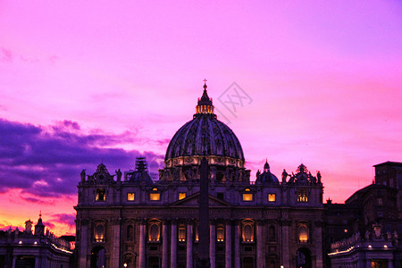 梵蒂冈大教堂梵蒂冈圣彼得大教堂日落背景