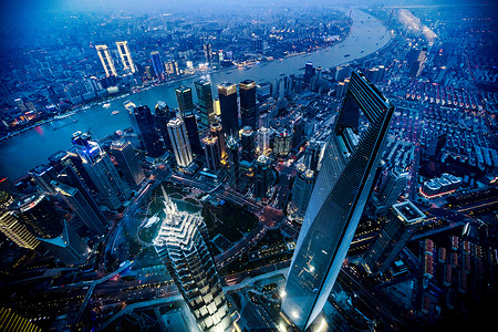 上海鸟瞰夜景高清图片