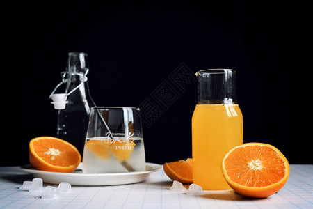 夏季水果橙子果汁高清图片