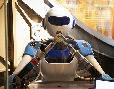 海报未来科技魔方机器人背景