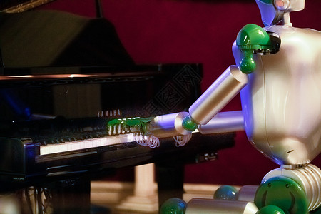 弹钢琴机器人机器人演奏背景