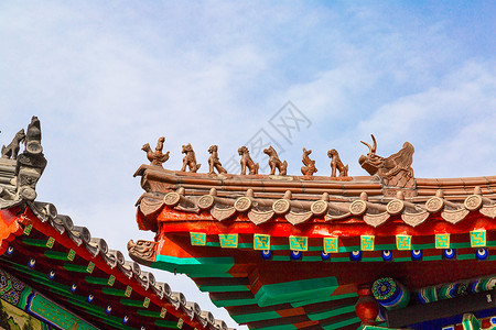 鲁班七号济南鲁班祠建筑飞檐背景