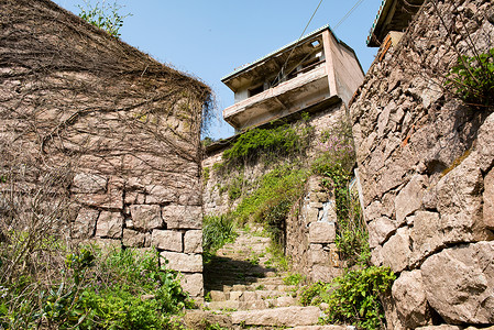 石头村无人村石墙背景