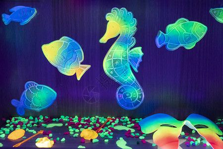 海马荧光画热带鱼背景画面具高清图片