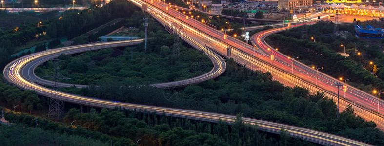 西安高新区高架车流夜景道路高清图片素材