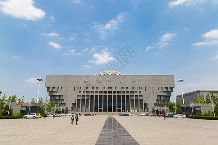 山东省地标济南地标泉城广场山东博物馆背景