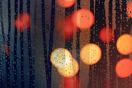 夜晚下雨雨夜窗子光斑背景