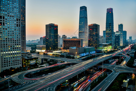 忙碌街道北京国贸立交桥背景