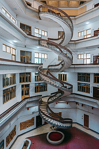 河海大学图书馆旋梯背景图片