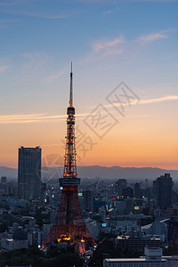 日本东京城市夜景日落高清图片