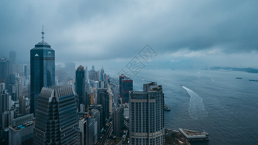 大楼PS素材雨中香港背景