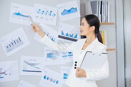 数据进度职场女性办公室会议背景