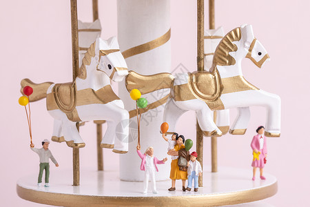 木马卡通六一儿童节创意小人背景